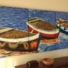 Large 3 oil painting boat scene