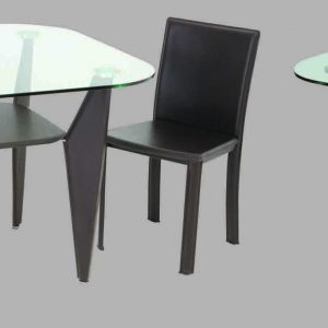 BASE AND LEGS COVERED IN LEATHER, TEMPERED GLASS COVER