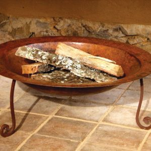 Copper Fire Pit with Scroll Iron Base