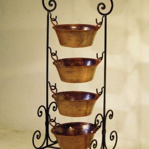 Tuscany Kitchen Storage Stand w/ Four Copper Tubs