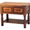 French 2-Drawer Buffet w/ Copper & Wood Shelf