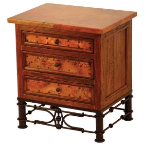 Country 3-Drawer Nightstand w/ Copper