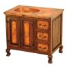 2 door 3 drawer w/ copper sink chocolate finish