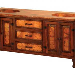 Sink Cabinet 4-Door / 3-Drawer w/ Copper (Sinks Optional)