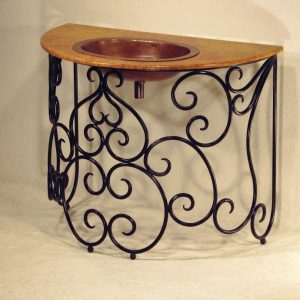 French Sink Vanity w/ Stone Top & Copper Sink