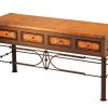 4 drawer console table with copper top and iron base