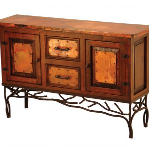 2-Door/2-Drawer Console w/ Copper / Twig Base