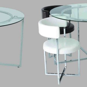 CHROME METAL BASE, TEMPERED GLASS COVER