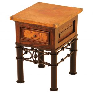 1-Drawer End Table w/ Pablo Base & Copper – Small