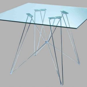 CHROME METAL BASE, GLASS-COVERED