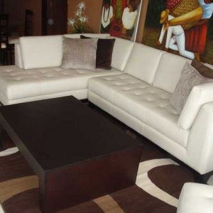 Leather Ivory Sectional