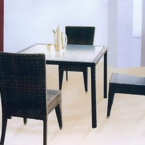 Rattan square table and chairs