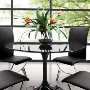 4 person modern black round table