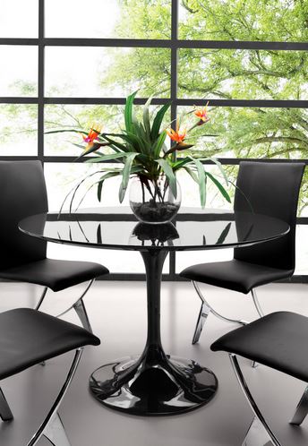 4 person modern black round table