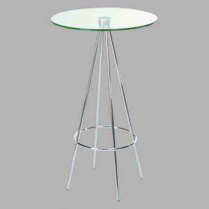 CHROME METAL BASE, TEMPERED GLASS COVER