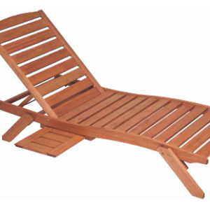 Hardwood chaise lounge chair with slide out drink holders