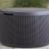 Rattan round coffee table multi purpose $195